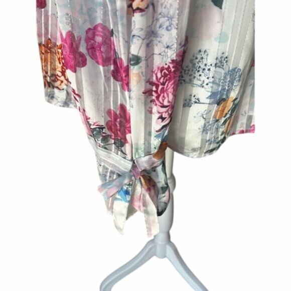 INC Floral International Concepts Cold Shoulder Blouse Sheer Long Sleeves Medium - Picture 11 of 15